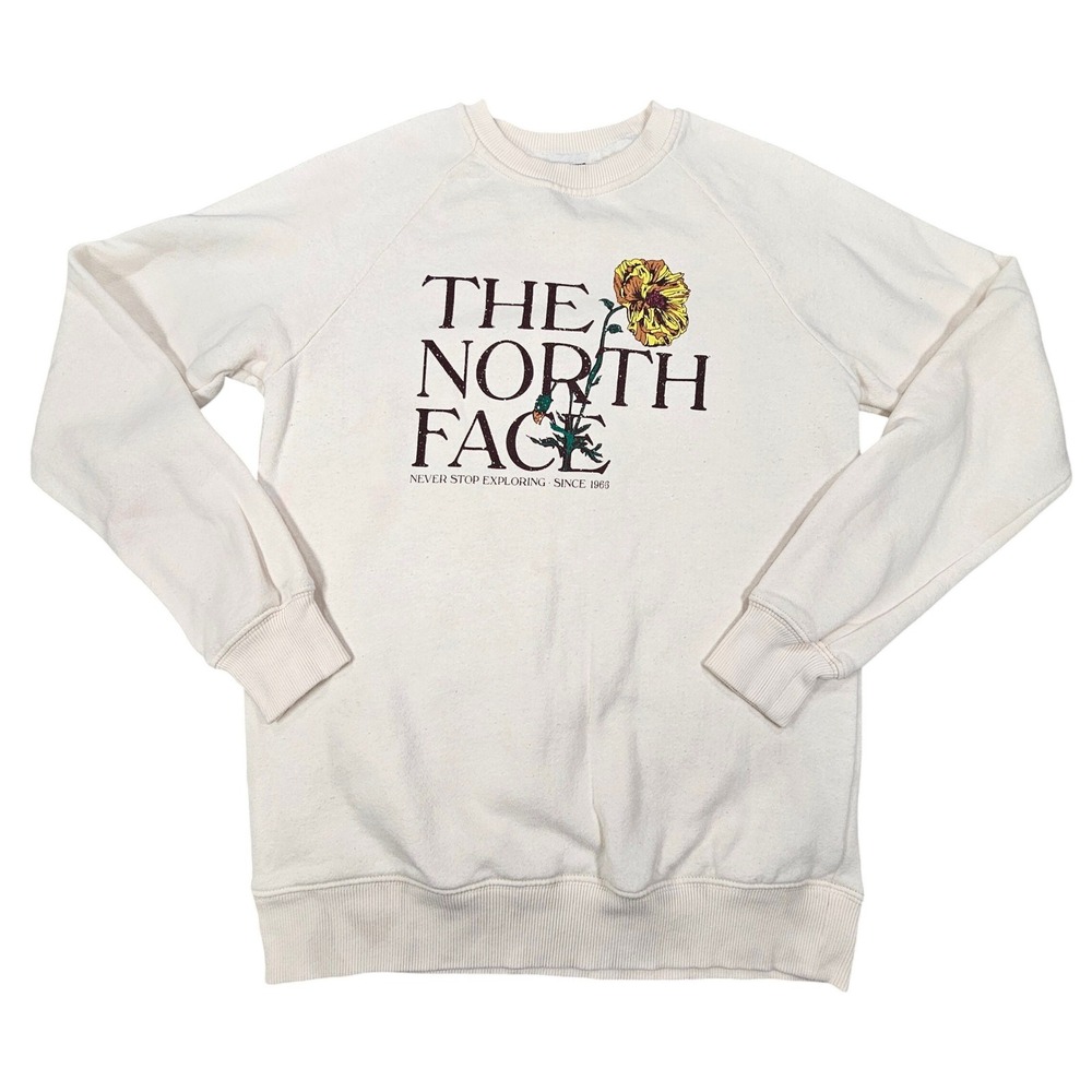 The North Face Heritage Floral Graphic Sweatshirt Womens XS White FA22 Crew *